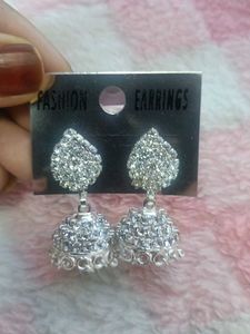 Sparkling Silver Jhumka Earrings