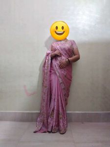 Elegant Embroidered Lavender Saree