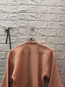 Peach Button-Down Cardigan