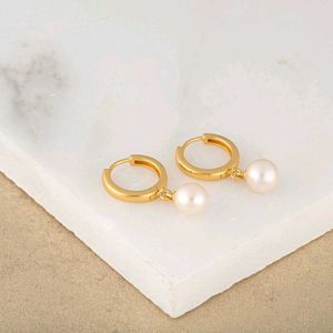 Gold Pearl Drop Earrings
