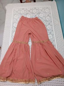 Coral Embroidered Gharara Suit