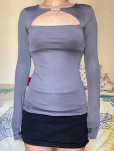 grey cut- out bodycon top