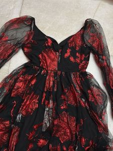 Red &amp; Black Sheer Dress