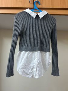 Zara Gray Knit Sweater w/ Collar