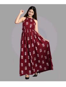 Women Maxi Maroon Length Dress