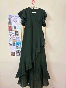 Olive Green Ruffle Maxi Dress