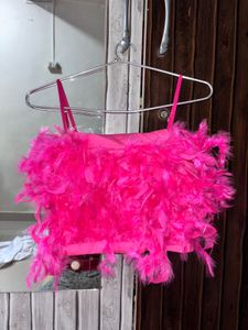 Partywear Hot Pink Feather Top