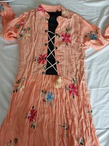 Peach Embroidery Kurta