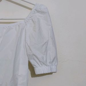 H&amp;M Puff Sleeves White Square neck Top
