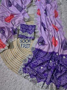 Elegant Blue &amp; Red Saree