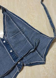 Denim Halter Neck Vest