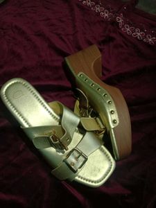 Gold Buckle Platform Sandals