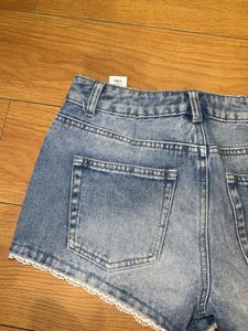 Denim Shorts with Lace Trim