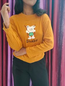 Cute Bear Graphic Long Sleeve Top