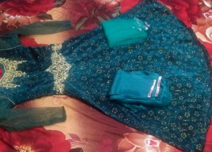 Teal Embroidered Anarkali Suit