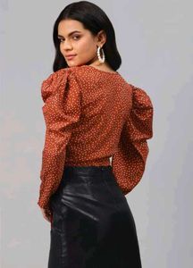 Polka Dot Wrap Top