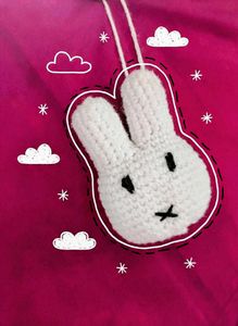 Miffy Bunny yarn crochet keychain