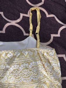 Yellow Chikankari Padded Peplum Top