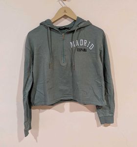 Cropped Hoodie Olive Green