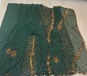 Emerald Green Embroidered Saree