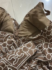 Brown Floral Embroidered Top