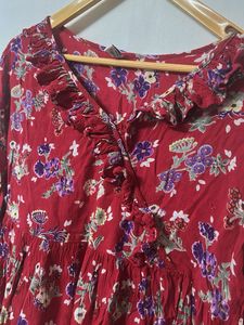 Floral Print Ruffle Blouse