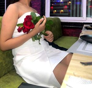 White strapless mini dress
