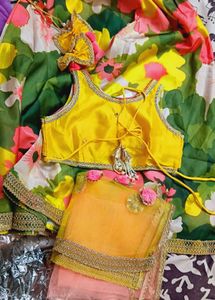 Yellow Embellished Floral Kids Lehenga 4 To 5 Yrs