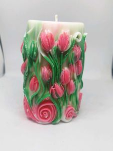 Floral Carved Candle
