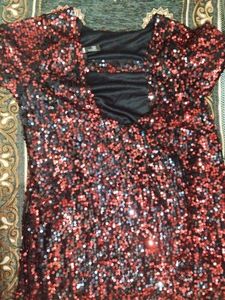 Red And Black Sparkling One Piece Dress🦋