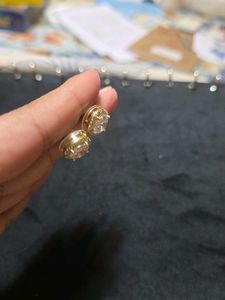 Gold White Gem Studs