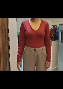 Red Long Sleeve Top