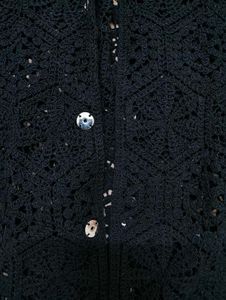 Black Crochet Style Oversized Shirt