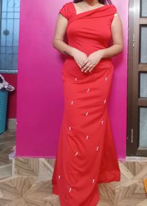 Red Off-Shoulder Maxi Dress