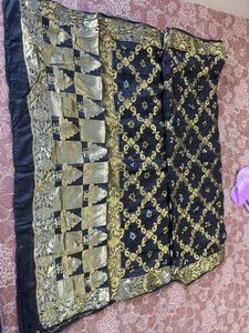 Pure Black Duppata With Banarasi Design