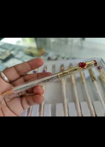 Silver Vintage Jeweled Pen Set