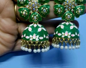 Green Colour 2 Jhumka Set