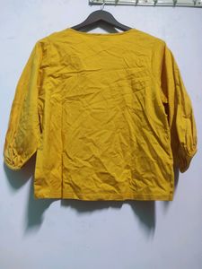 Fig Mustard Yellow Stylish Neck Top Women