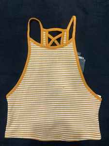 crop top             mustard/cream colour