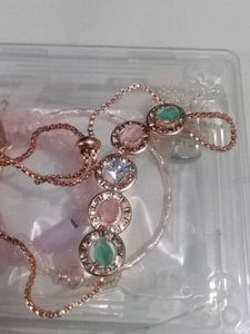 Rose Gold-Tone Multicolor Stone Bracelet