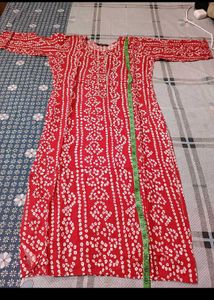 Red & White Ethnic Print Dress
