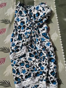 Blue Floral Lace Trimmed Top