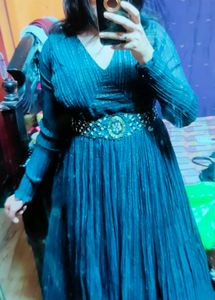 Teal Embellished Maxi Dress