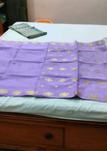 Purple Saree with Gold Details