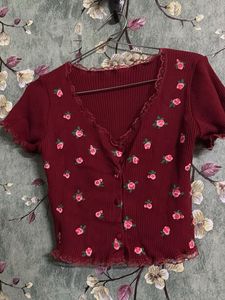 Red Cute Crop Top