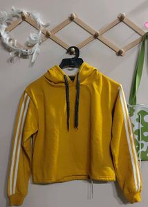 Mustard Hoodie with White Stripes