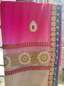Pink Embroidered Saree