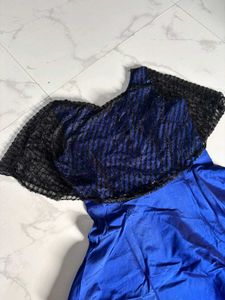 Royal Blue &amp; Black Saree