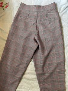 Black Straight Checked Trouser