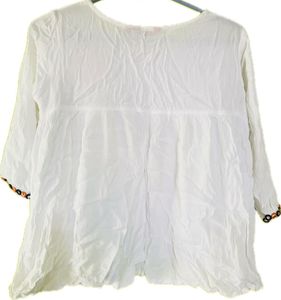 White Embroidered Boho Tunic with Tassel
